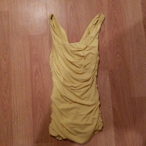 express rouched yellow tank size xs